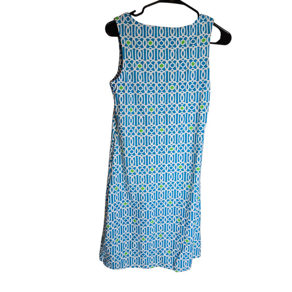 Jude Connally sleeveless shift dress blue green white size small mini abstract - Picture 2 of 6